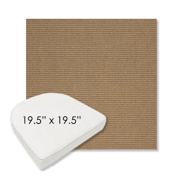 Picture of Boardwalk Carmel Corn | 19.5" x 19.5" Boxed Contoured Rounded Back Wicker Chair Cushion - Sunbrella© Fabric