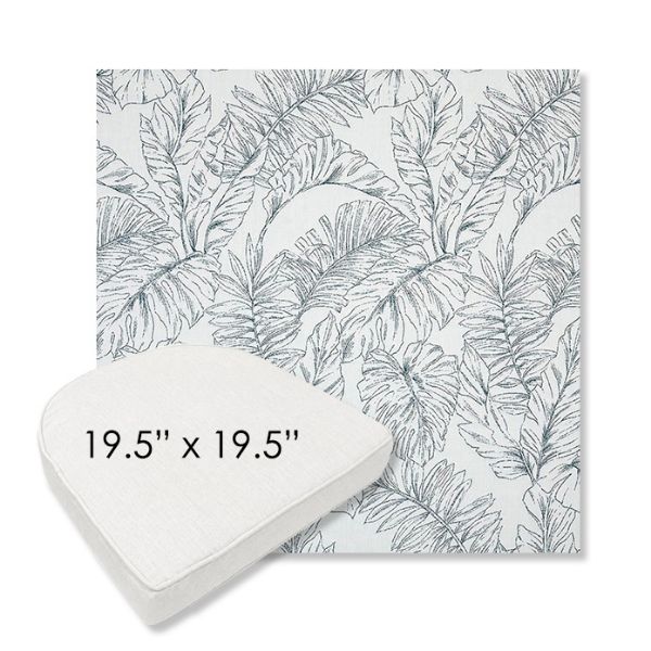 Picture of Calm Laurel | 19.5" x 19.5" Boxed Contoured Rounded Back Wicker Chair Cushion - Sunbrella© Fabric