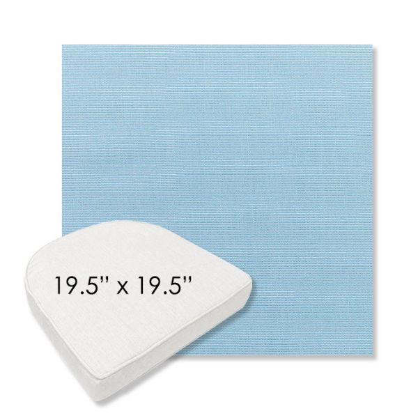 Picture of Canvas Air Blue | 19.5" x 19.5" Boxed Contoured Rounded Back Wicker Chair Cushion - Sunbrella© Fabric