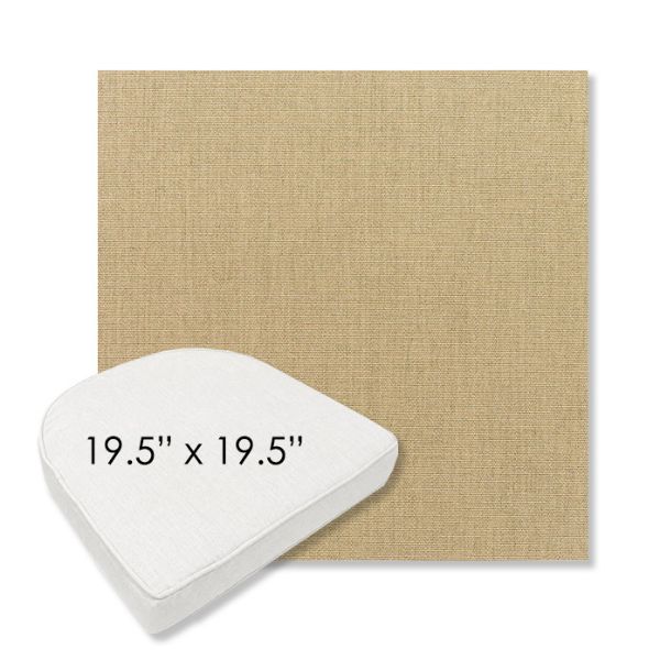 Picture of Canvas Heather Beige | 19.5" x 19.5" Boxed Contoured Rounded Back Wicker Chair Cushion - Sunbrella© Fabric