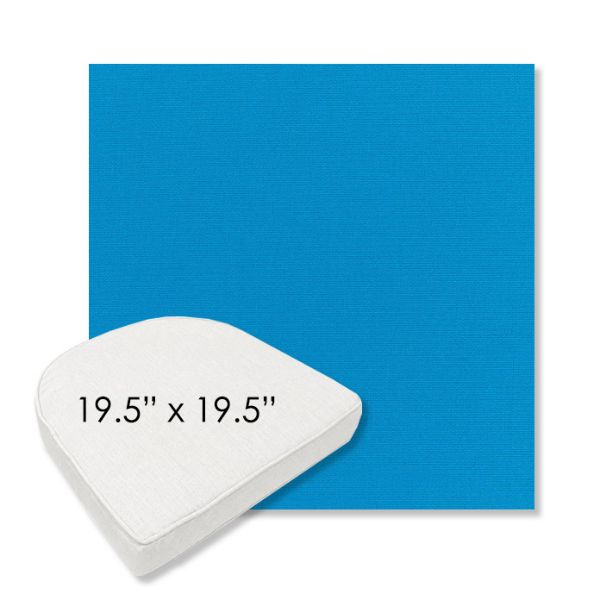 Picture of Canvas Pacific Blue | 19.5" x 19.5" Boxed Contoured Rounded Back Wicker Chair Cushion - Sunbrella© Fabric