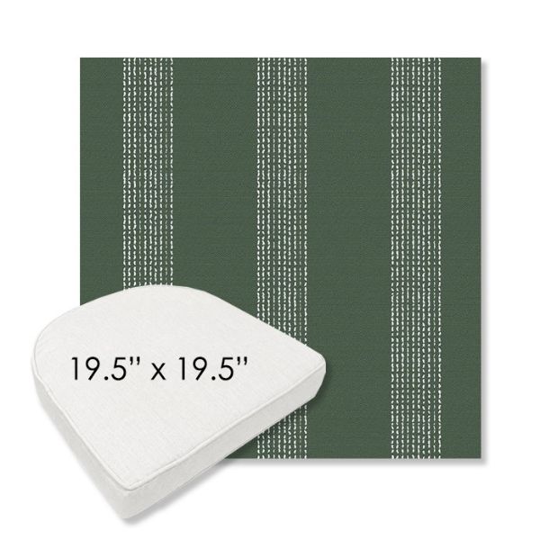Picture of Caper Moss | 19.5" x 19.5" Boxed Contoured Rounded Back Wicker Chair Cushion - Sunbrella© Fabric