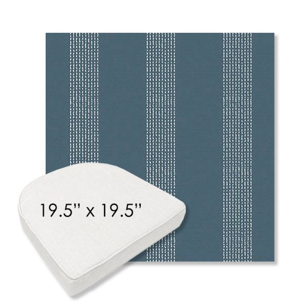 Picture of Caper Slate | 19.5" x 19.5" Boxed Contoured Rounded Back Wicker Chair Cushion - Sunbrella© Fabric