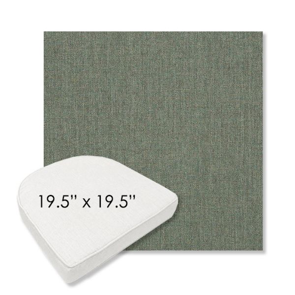 Picture of Cast Sage | 19.5" x 19.5" Boxed Contoured Rounded Back Wicker Chair Cushion - Sunbrella© Fabric