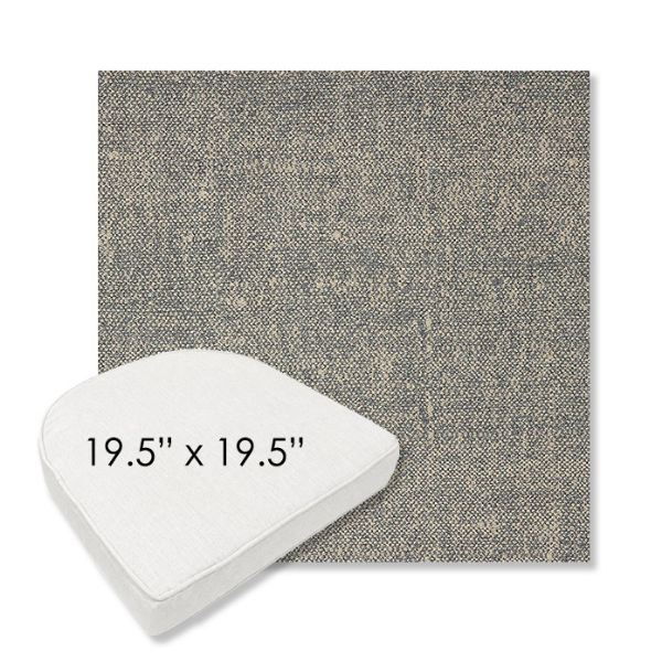 Picture of Chartres Graphite | 19.5" x 19.5" Boxed Contoured Rounded Back Wicker Chair Cushion - Sunbrella© Fabric