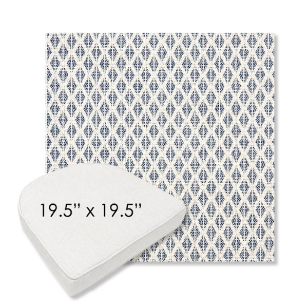 Picture of Detail Denim | 19.5" x 19.5" Boxed Contoured Rounded Back Wicker Chair Cushion - Sunbrella© Fabric