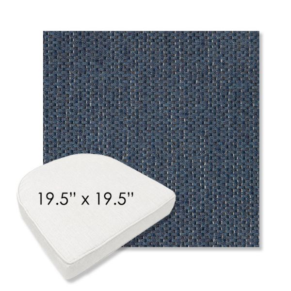 Picture of Dumont Shibori | 19.5" x 19.5" Boxed Contoured Rounded Back Wicker Chair Cushion - Sunbrella© Fabric