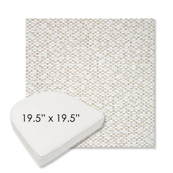 Picture of Dumont Stucco | 19.5" x 19.5" Boxed Contoured Rounded Back Wicker Chair Cushion - Sunbrella© Fabric