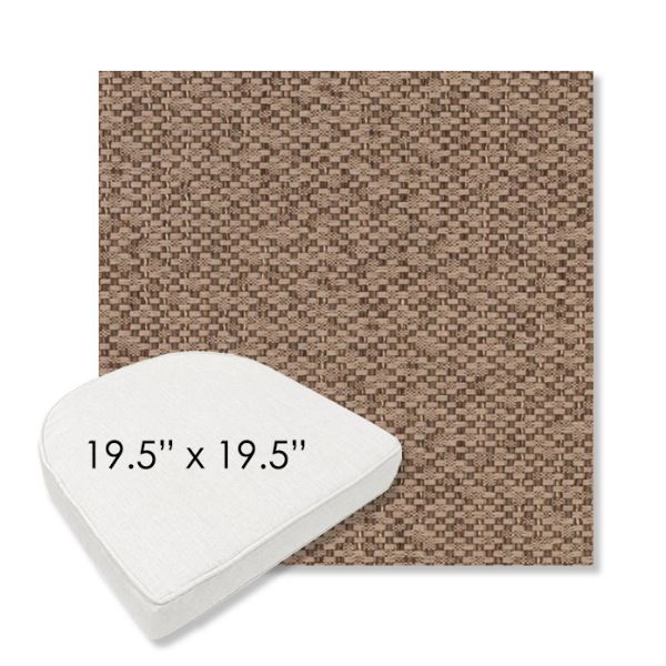 Picture of Dumont Taupe | 19.5" x 19.5" Boxed Contoured Rounded Back Wicker Chair Cushion - Sunbrella© Fabric