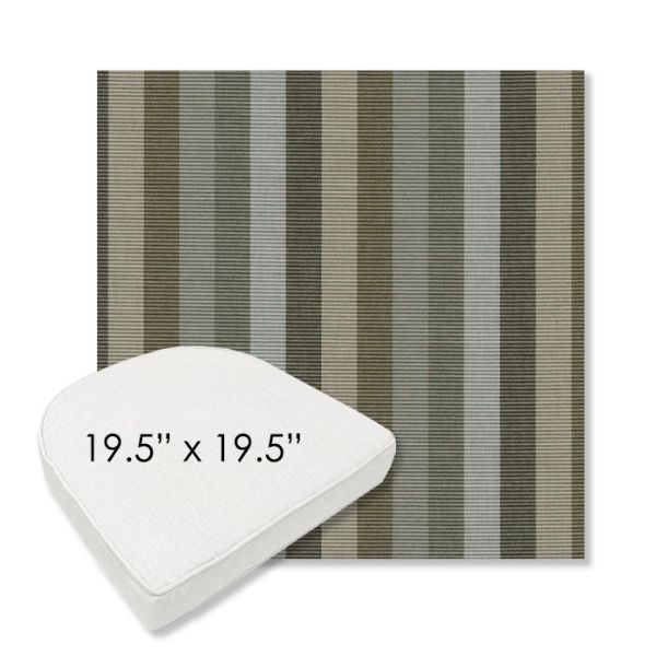 Picture of Entice Moss | 19.5" x 19.5" Boxed Contoured Rounded Back Wicker Chair Cushion - Sunbrella© Fabric