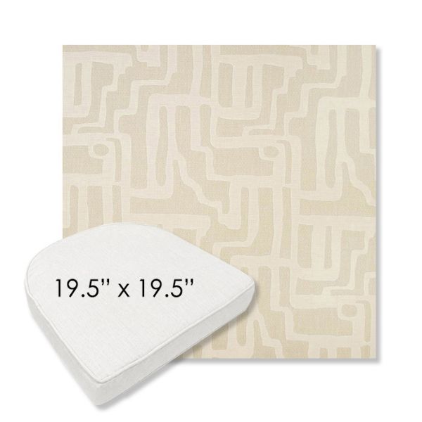 Picture of Escher Alabaster | 19.5" x 19.5" Boxed Contoured Rounded Back Wicker Chair Cushion - Sunbrella© Fabric