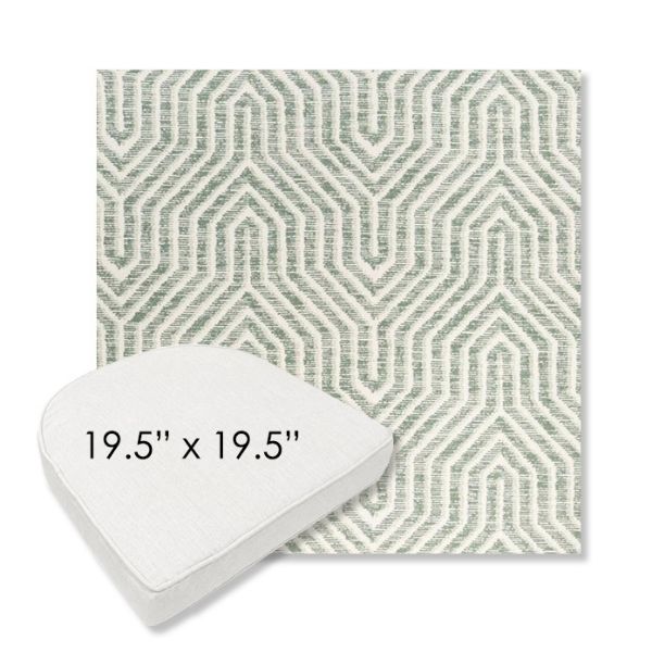 Picture of Etna Juniper | 19.5" x 19.5" Boxed Contoured Rounded Back Wicker Chair Cushion - Sunbrella© Fabric