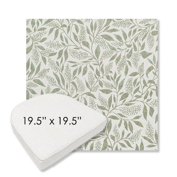 Picture of Exquisite Aloe | 19.5" x 19.5" Boxed Contoured Rounded Back Wicker Chair Cushion - Sunbrella© Fabric