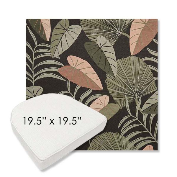 Picture of Fernie Midnight Garden | 19.5" x 19.5" Boxed Contoured Rounded Back Wicker Chair Cushion - Sunbrella© Fabric