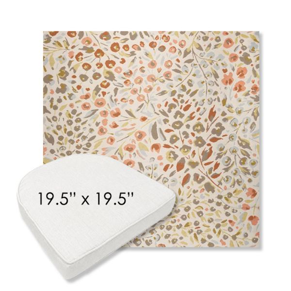 Picture of Flora Sunset | 19.5" x 19.5" Boxed Contoured Rounded Back Wicker Chair Cushion - Sunbrella© Fabric