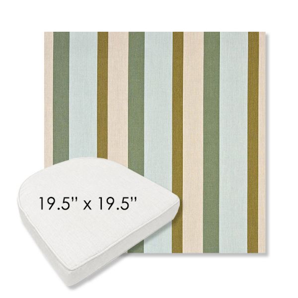 Picture of Gateway Aloe | 19.5" x 19.5" Boxed Contoured Rounded Back Wicker Chair Cushion - Sunbrella© Fabric