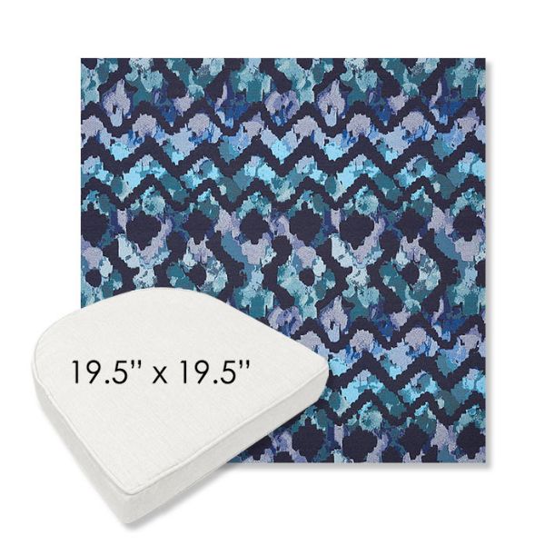 Picture of Inga Waterscape | 19.5" x 19.5" Boxed Contoured Rounded Back Wicker Chair Cushion - Sunbrella© Fabric