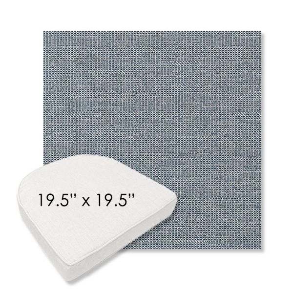 Picture of Kudos Denim Wash | 19.5" x 19.5" Boxed Contoured Rounded Back Wicker Chair Cushion - Sunbrella© Fabric