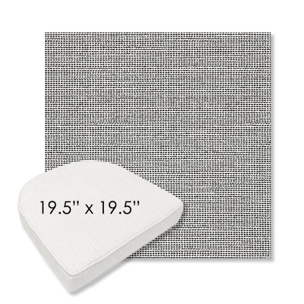 Picture of Kudos Newsprint | 19.5" x 19.5" Boxed Contoured Rounded Back Wicker Chair Cushion - Sunbrella© Fabric