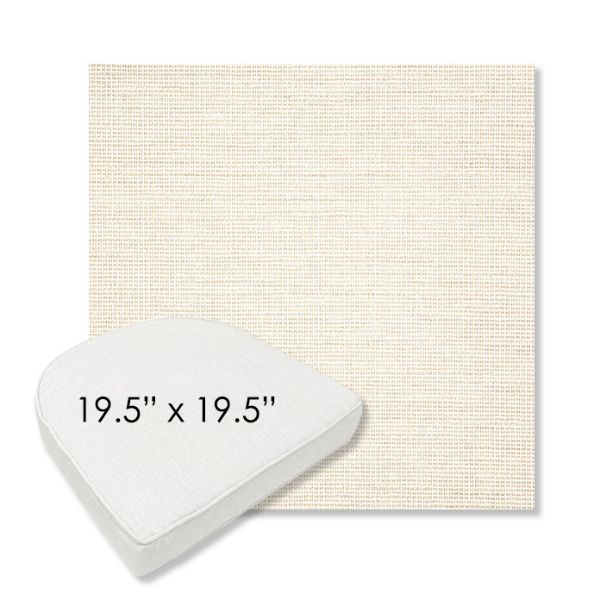 Picture of Kudos Vellum | 19.5" x 19.5" Boxed Contoured Rounded Back Wicker Chair Cushion - Sunbrella© Fabric