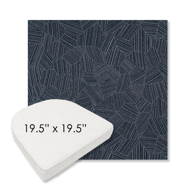 Picture of Leaf Structure Indigo | 19.5" x 19.5" Boxed Contoured Rounded Back Wicker Chair Cushion - Sunbrella© Fabric