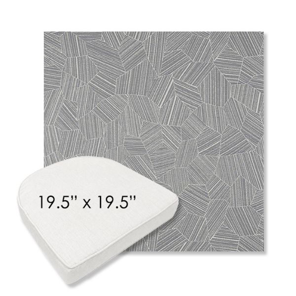 Picture of Leaf Structure Slate | 19.5" x 19.5" Boxed Contoured Rounded Back Wicker Chair Cushion - Sunbrella© Fabric