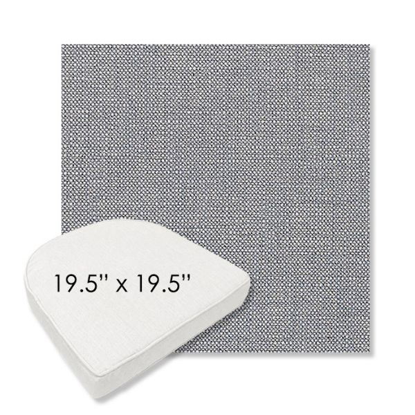 Picture of Linville Denim | 19.5" x 19.5" Boxed Contoured Rounded Back Wicker Chair Cushion - Sunbrella© Fabric
