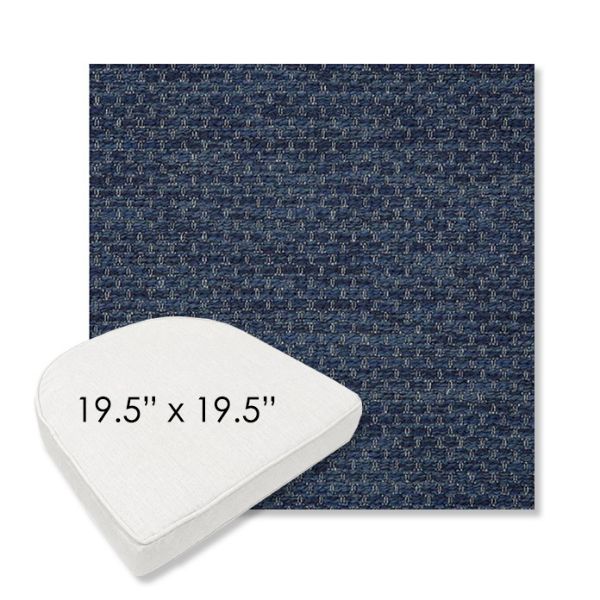 Picture of Litchfield Midnight | 19.5" x 19.5" Boxed Contoured Rounded Back Wicker Chair Cushion - Sunbrella© Fabric