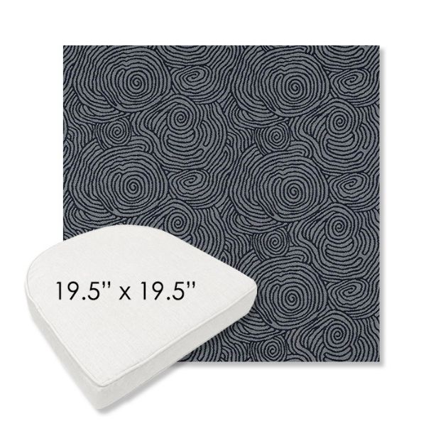 Picture of Lotus Slate | 19.5" x 19.5" Boxed Contoured Rounded Back Wicker Chair Cushion - Sunbrella© Fabric