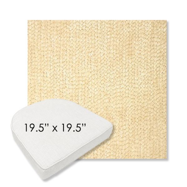 Picture of Margo Parchment | 19.5" x 19.5" Boxed Contoured Rounded Back Wicker Chair Cushion - Sunbrella© Fabric