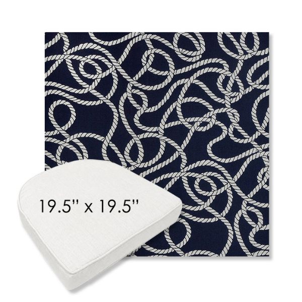 Picture of Maritime Nautical | 19.5" x 19.5" Boxed Contoured Rounded Back Wicker Chair Cushion - Sunbrella© Fabric