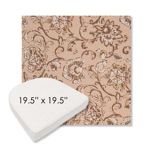 Picture of Martha Floral Dogwood | 19.5" x 19.5" Boxed Contoured Rounded Back Wicker Chair Cushion - Sunbrella© Fabric