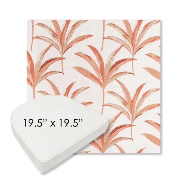 Picture of Martinique Mango | 19.5" x 19.5" Boxed Contoured Rounded Back Wicker Chair Cushion - Sunbrella© Fabric