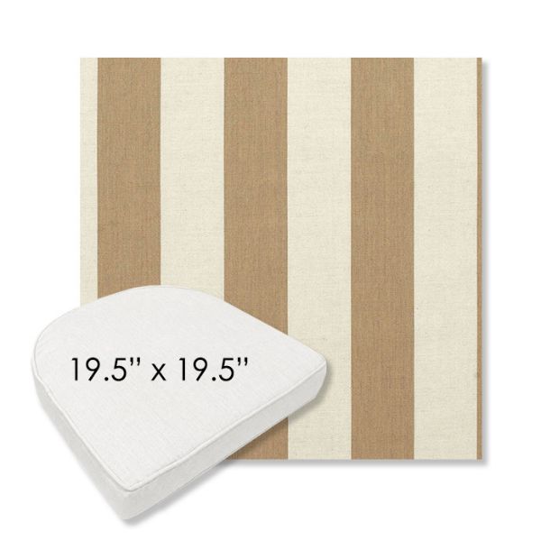 Picture of Maxim Heather Beige | 19.5" x 19.5" Boxed Contoured Rounded Back Wicker Chair Cushion - Sunbrella© Fabric