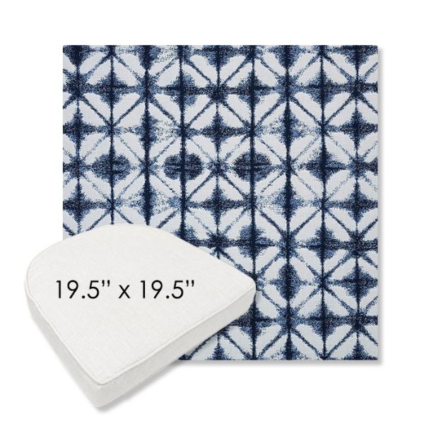 Picture of Midori Indigo | 19.5" x 19.5" Boxed Contoured Rounded Back Wicker Chair Cushion - Sunbrella© Fabric