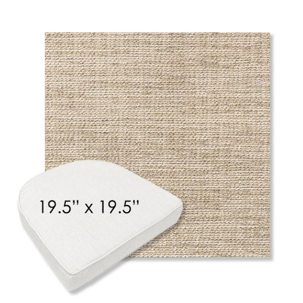 Picture of Momento Parchment | 19.5" x 19.5" Boxed Contoured Rounded Back Wicker Chair Cushion - Sunbrella© Fabric