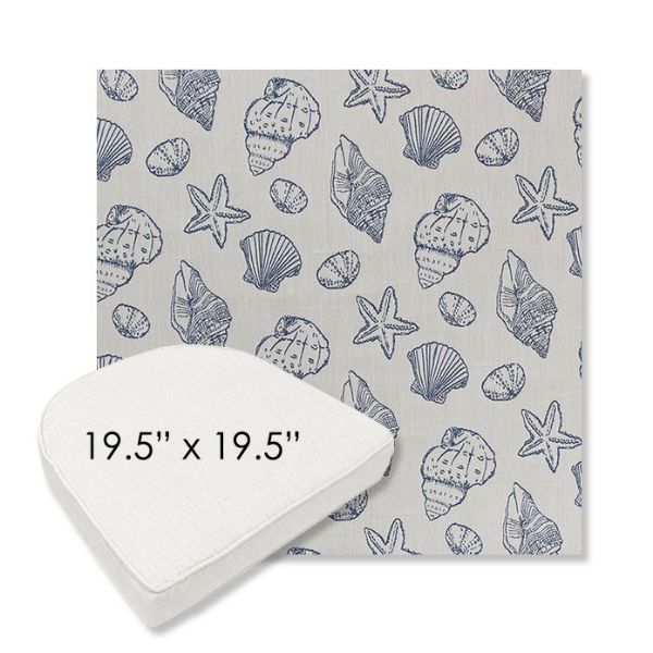 Picture of Nantucket Atlantis | 19.5" x 19.5" Boxed Contoured Rounded Back Wicker Chair Cushion - Sunbrella© Fabric