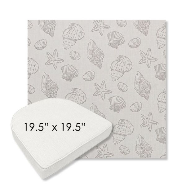 Picture of Nantucket Fossil | 19.5" x 19.5" Boxed Contoured Rounded Back Wicker Chair Cushion - Sunbrella© Fabric