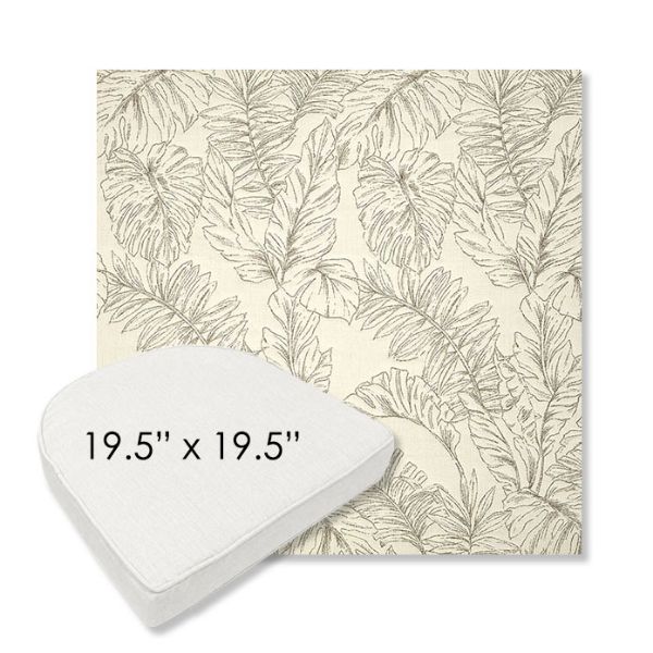 Picture of Palma Whitesand | 19.5" x 19.5" Boxed Contoured Rounded Back Wicker Chair Cushion - Sunbrella© Fabric