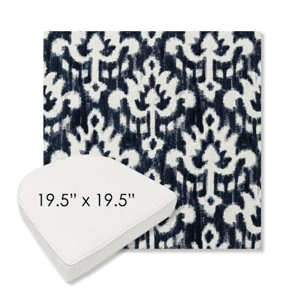 Picture of Patra Indigo | 19.5" x 19.5" Boxed Contoured Rounded Back Wicker Chair Cushion - Sunbrella© Fabric