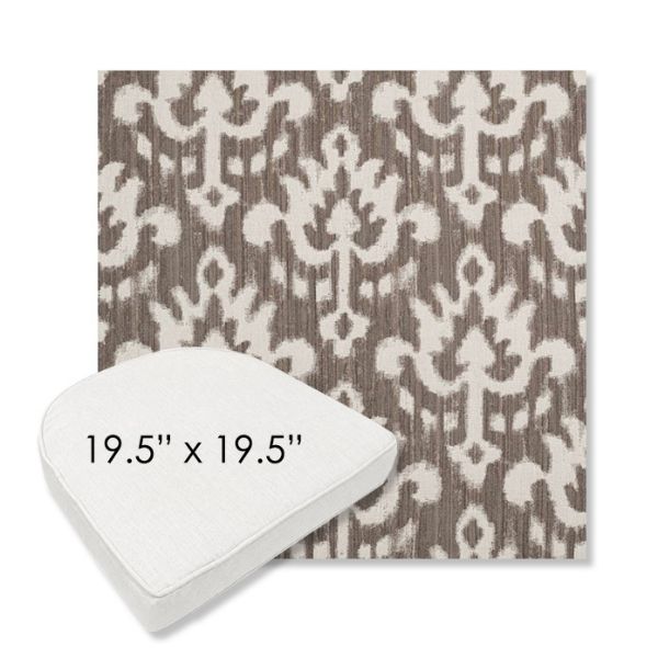 Picture of Patra Mushroom | 19.5" x 19.5" Boxed Contoured Rounded Back Wicker Chair Cushion - Sunbrella© Fabric