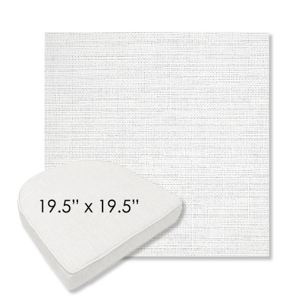 Picture of Piazza White | 19.5" x 19.5" Boxed Contoured Rounded Back Wicker Chair Cushion - Sunbrella© Fabric