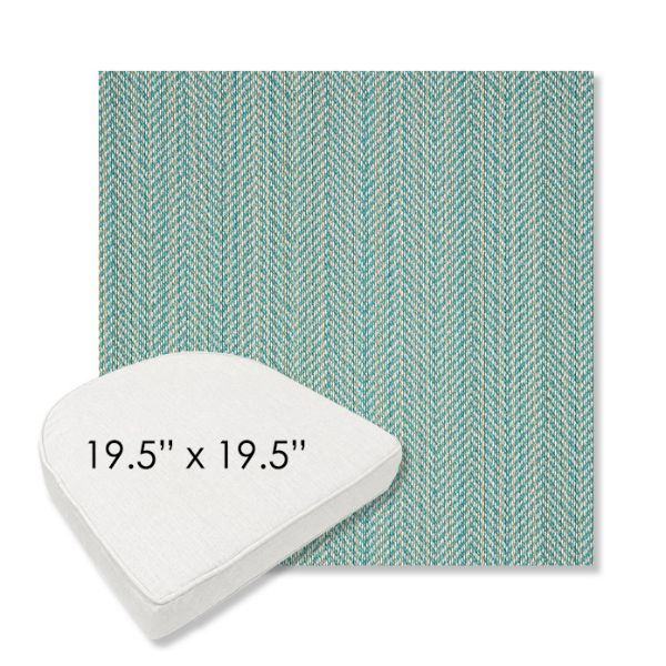Picture of Posh Aqua | 19.5" x 19.5" Boxed Contoured Rounded Back Wicker Chair Cushion - Sunbrella© Fabric