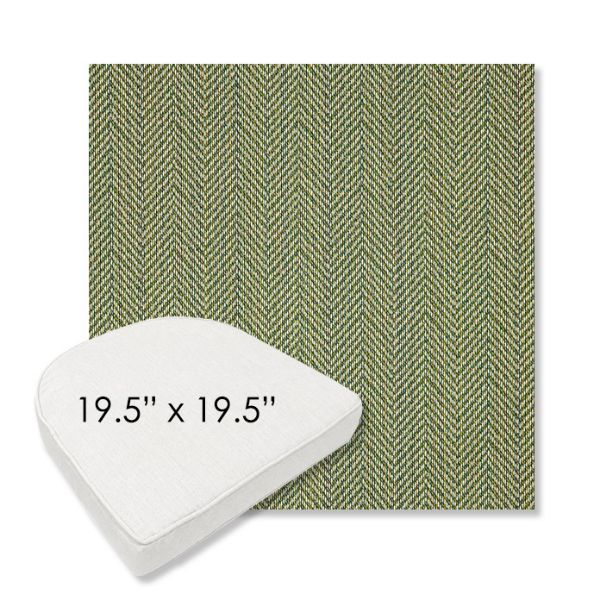 Picture of Posh Shamrock | 19.5" x 19.5" Boxed Contoured Rounded Back Wicker Chair Cushion - Sunbrella© Fabric