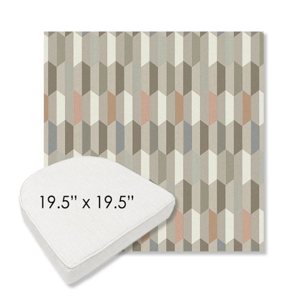 Picture of Precise Fawn | 19.5" x 19.5" Boxed Contoured Rounded Back Wicker Chair Cushion - Sunbrella© Fabric