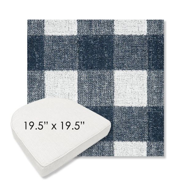 Picture of Preso Indigo | 19.5" x 19.5" Boxed Contoured Rounded Back Wicker Chair Cushion - Sunbrella© Fabric