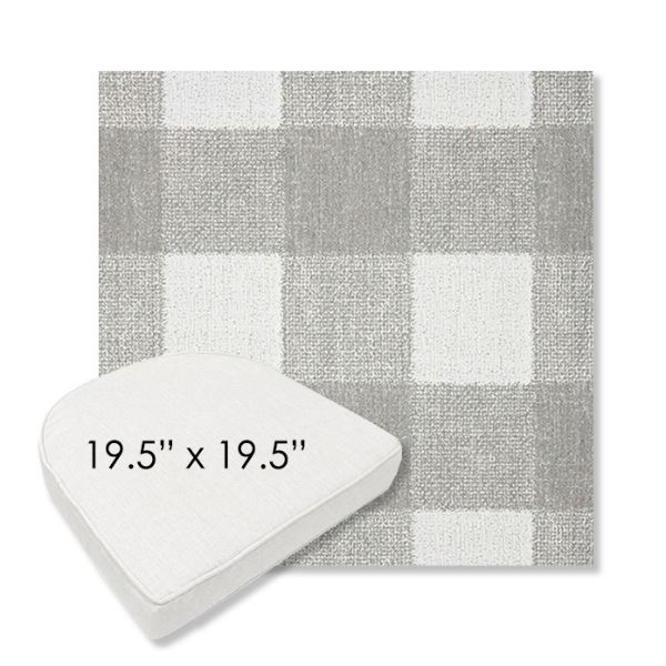 Picture of Preso Pebble | 19.5" x 19.5" Boxed Contoured Rounded Back Wicker Chair Cushion - Sunbrella© Fabric
