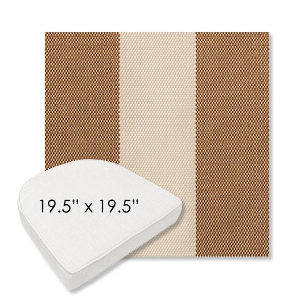 Picture of Rothko Latte | 19.5" x 19.5" Boxed Contoured Rounded Back Wicker Chair Cushion - Sunbrella© Fabric