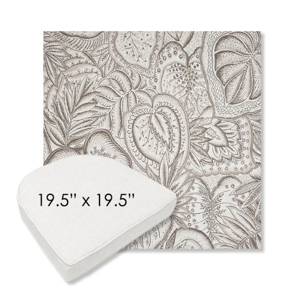 Picture of Sensibility Linen | 19.5" x 19.5" Boxed Contoured Rounded Back Wicker Chair Cushion - Sunbrella© Fabric