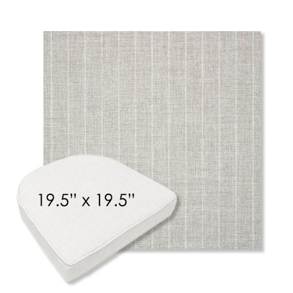 Picture of Ticking Fog | 19.5" x 19.5" Boxed Contoured Rounded Back Wicker Chair Cushion - Sunbrella© Fabric